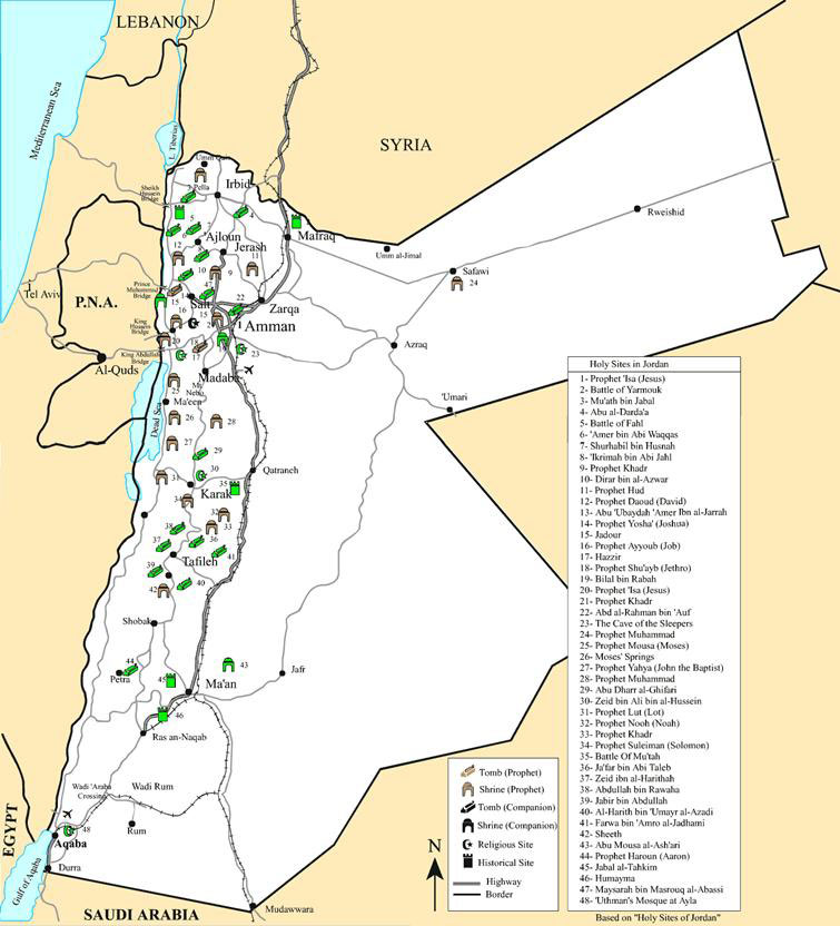 خريطة المواقع المقدسة